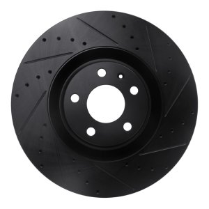 Audi S4 Brake Rotor (1) - Front Right - R1 Concepts - Drilled & Slotted - Black - `04-`09